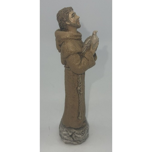 Saint Francis & Dove Statue Dipinto A Mano Assisi 5.5" Tall Eros P Signed - Picture 5 of 12